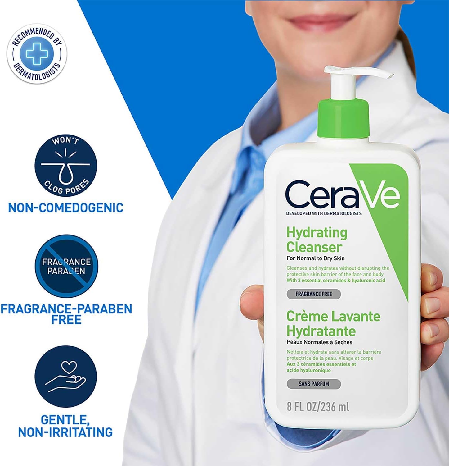 Cleanser Face - Nettoyant hydratant CeraVe, 236 ml, nettoyant
